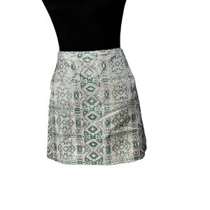 J. Crew Factory Green and White Mini Skirt holiday party Christmas